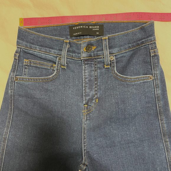 Veronica Beard Carson High Rise Ankle Kick Flare Jeans in Bright Blue Size 24 - Picture 9 of 10